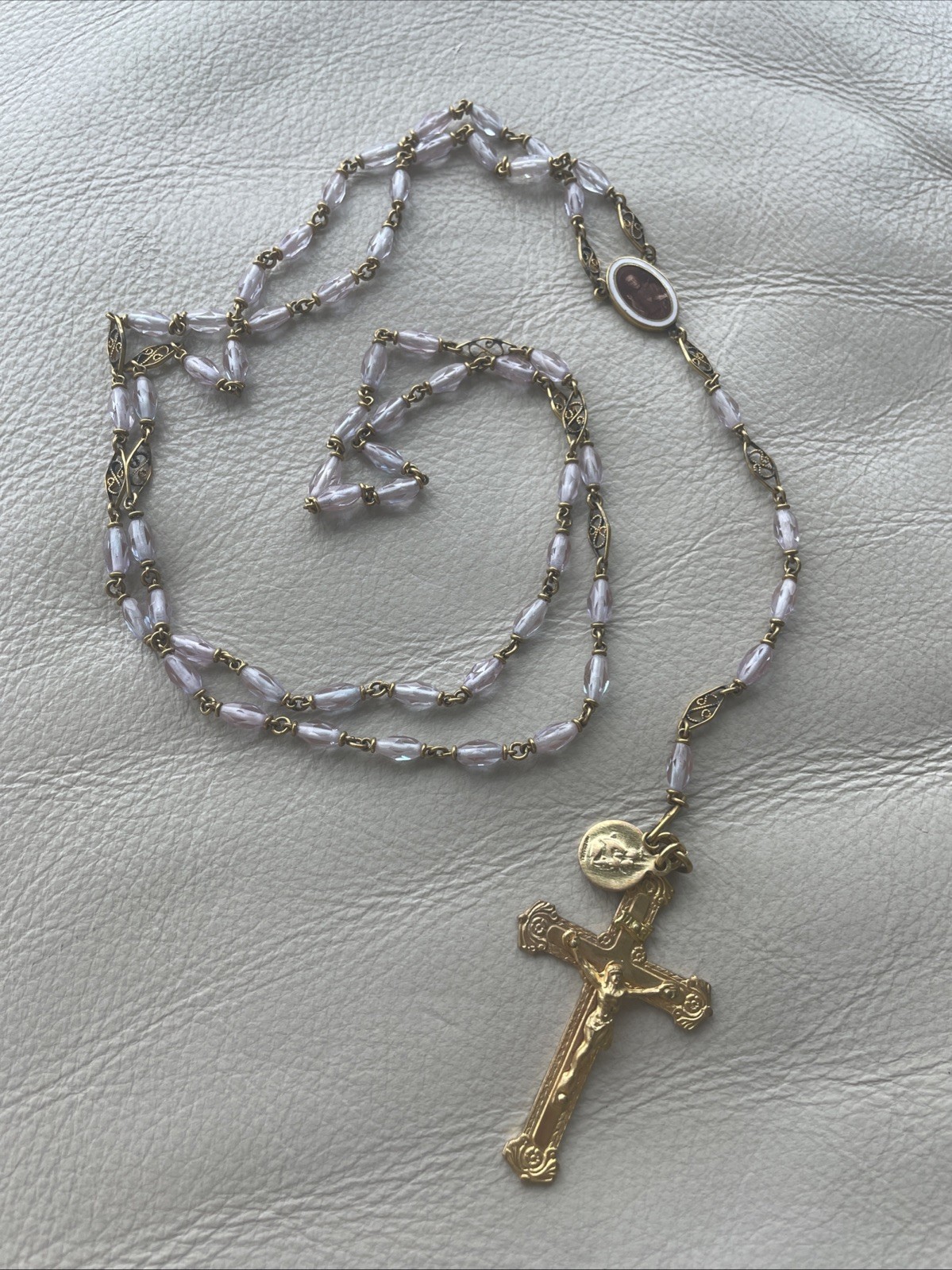 Rare Antique Gold Filled Czech Saphiret Necklace Rosary