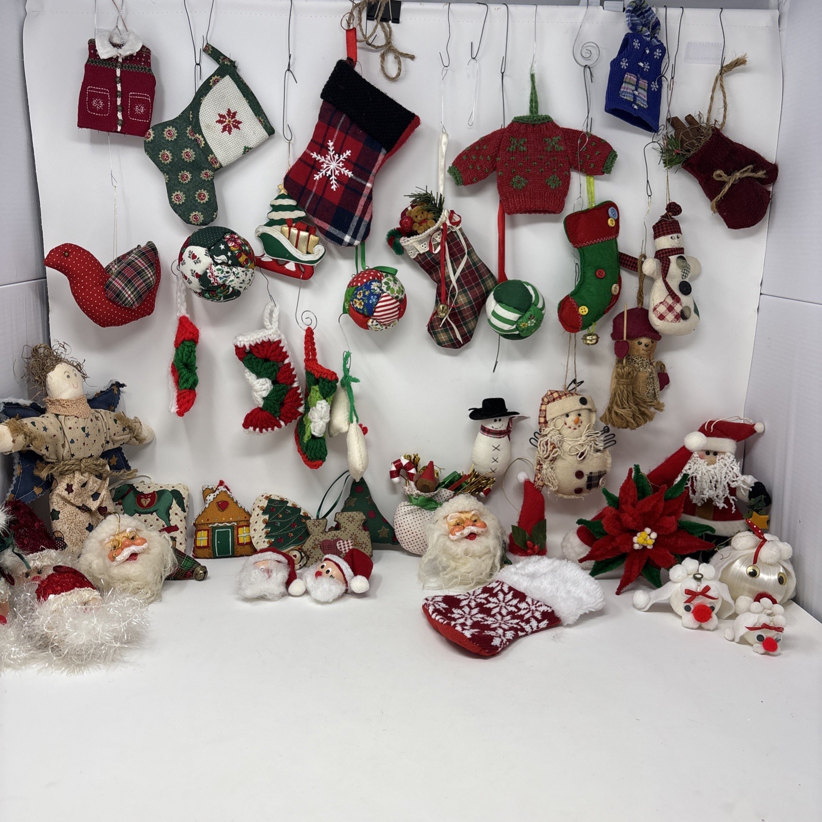 Vintage Lot 43 Christmas Ornaments Homemade And Store Bought VTG-NOW Unique RARE