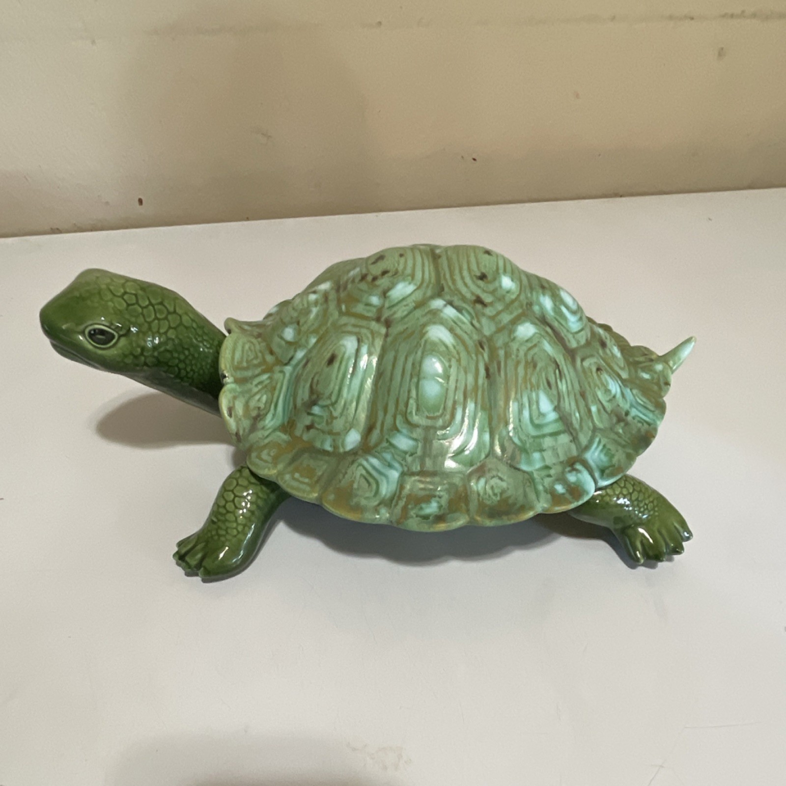Vintage Jamar Mallory Studio 1961 Ceramic Turtle Trinket Box Removable Shell 12”