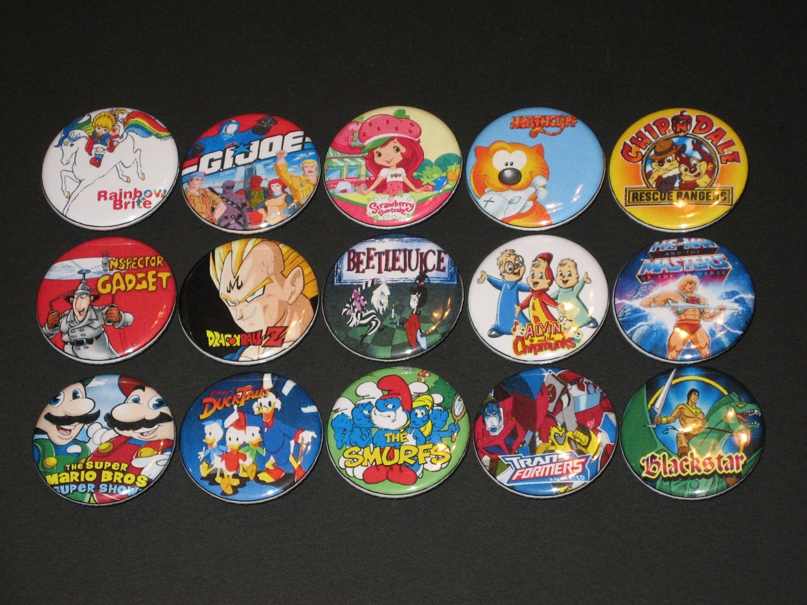 80's Cartoons Buttons/ Pins Set Of 15 80's Cartoons Buttons/ Pins Set Of 15