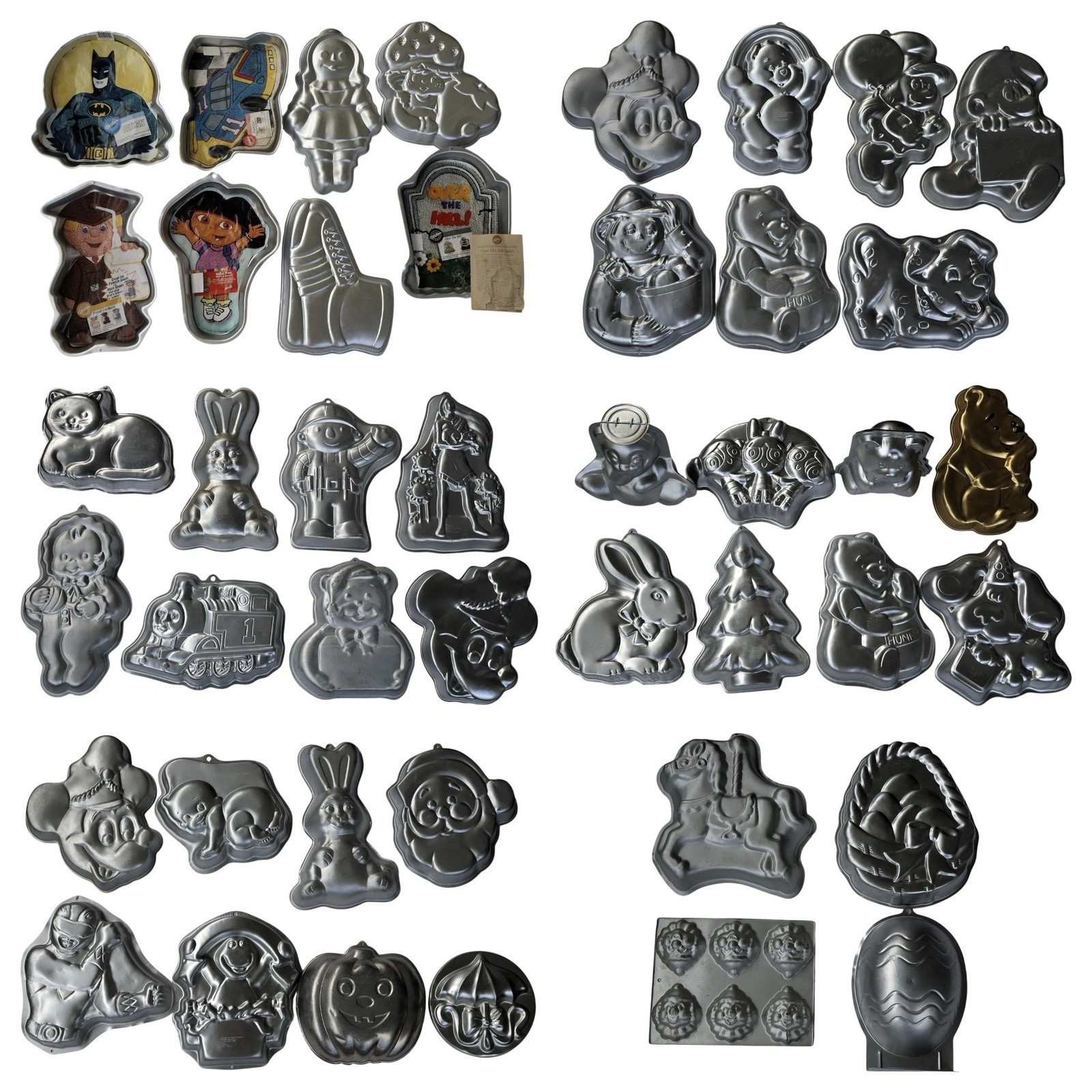 Lot of 43 Vintage Wilton Character Cake Pans Disney Pooh Batman Smurfs etc