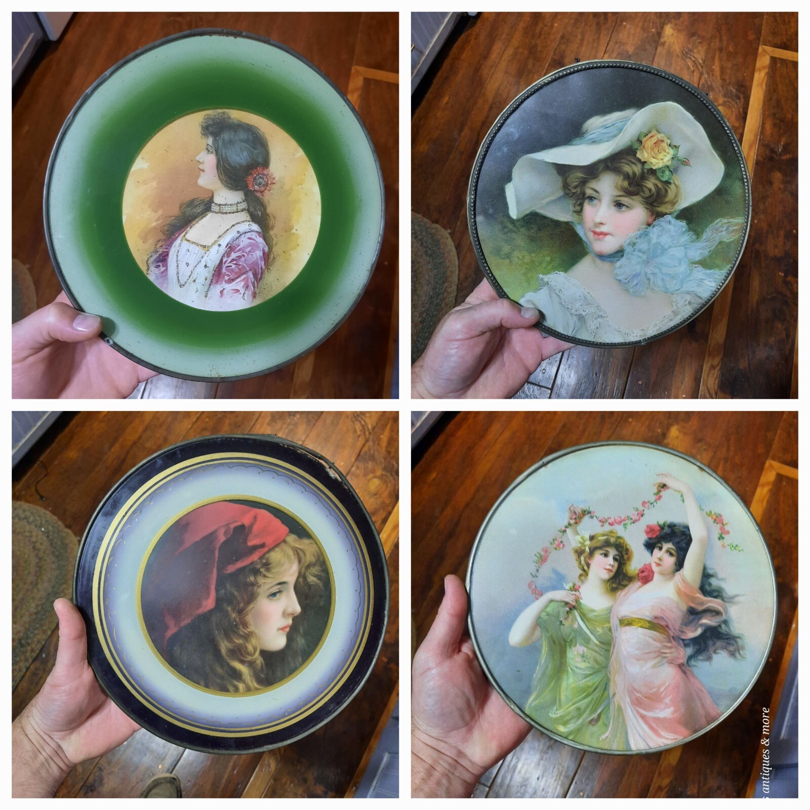Lot of 4 Antique Victorian Flue Cover Young Beautiful Girl Lithographed Print