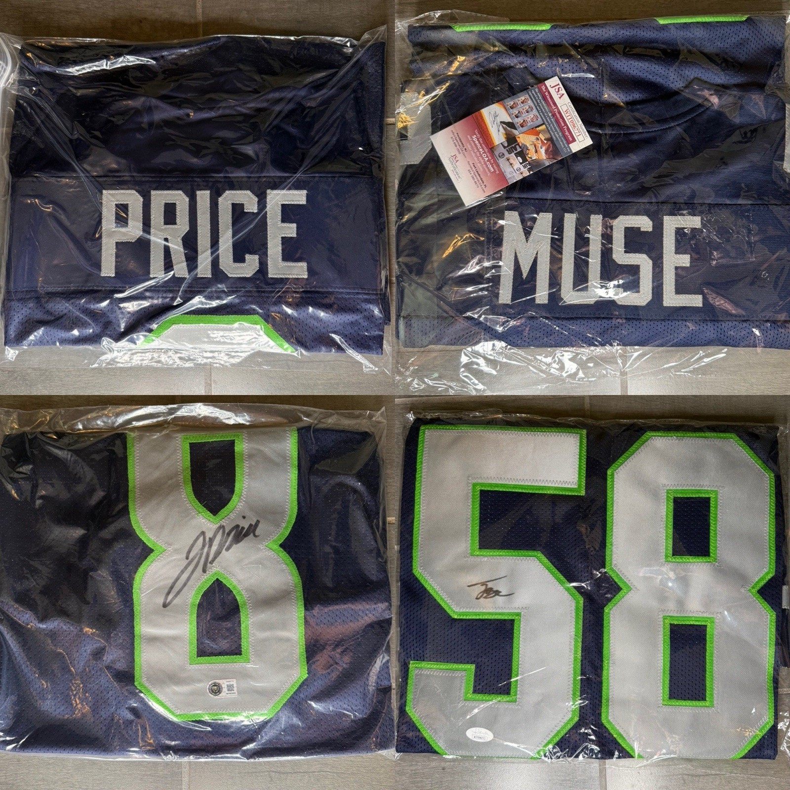 Signed Seahawks Jersey Lot - Jadarian Price and Tanner Muse - Navy Pro Style