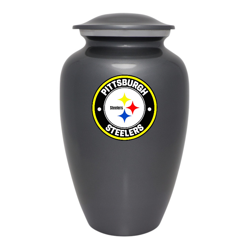 10.5\'\' Gray Pittsburgh Steeler Football Theme Cremation Funeral Ashes Urn w/Bag