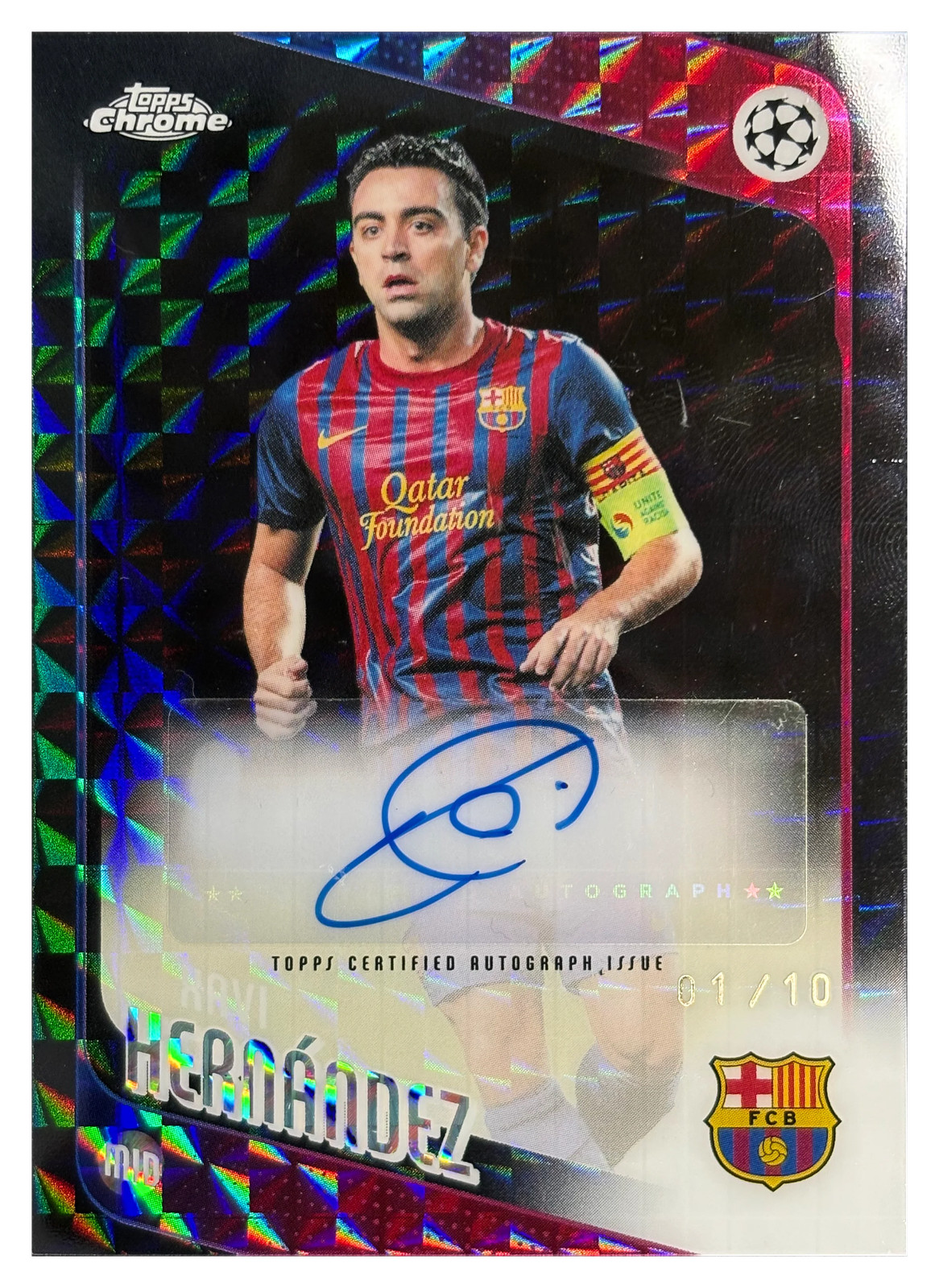 Xavi Hernandez 2025/26 Topps Chrome UEFA Black Geometric Auto #CLA-XH /10