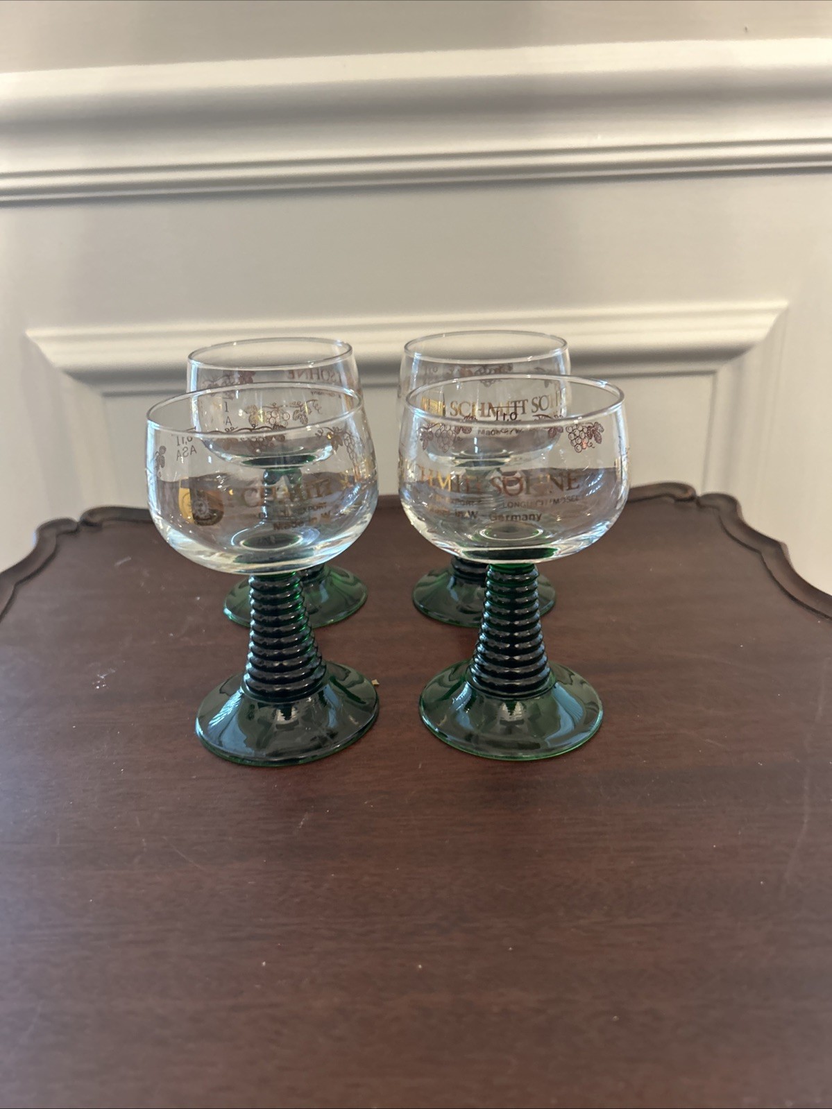 Set of 4 Schmitt Sohne Made in West Germany Beehive Stem Wine Glasses Set #2