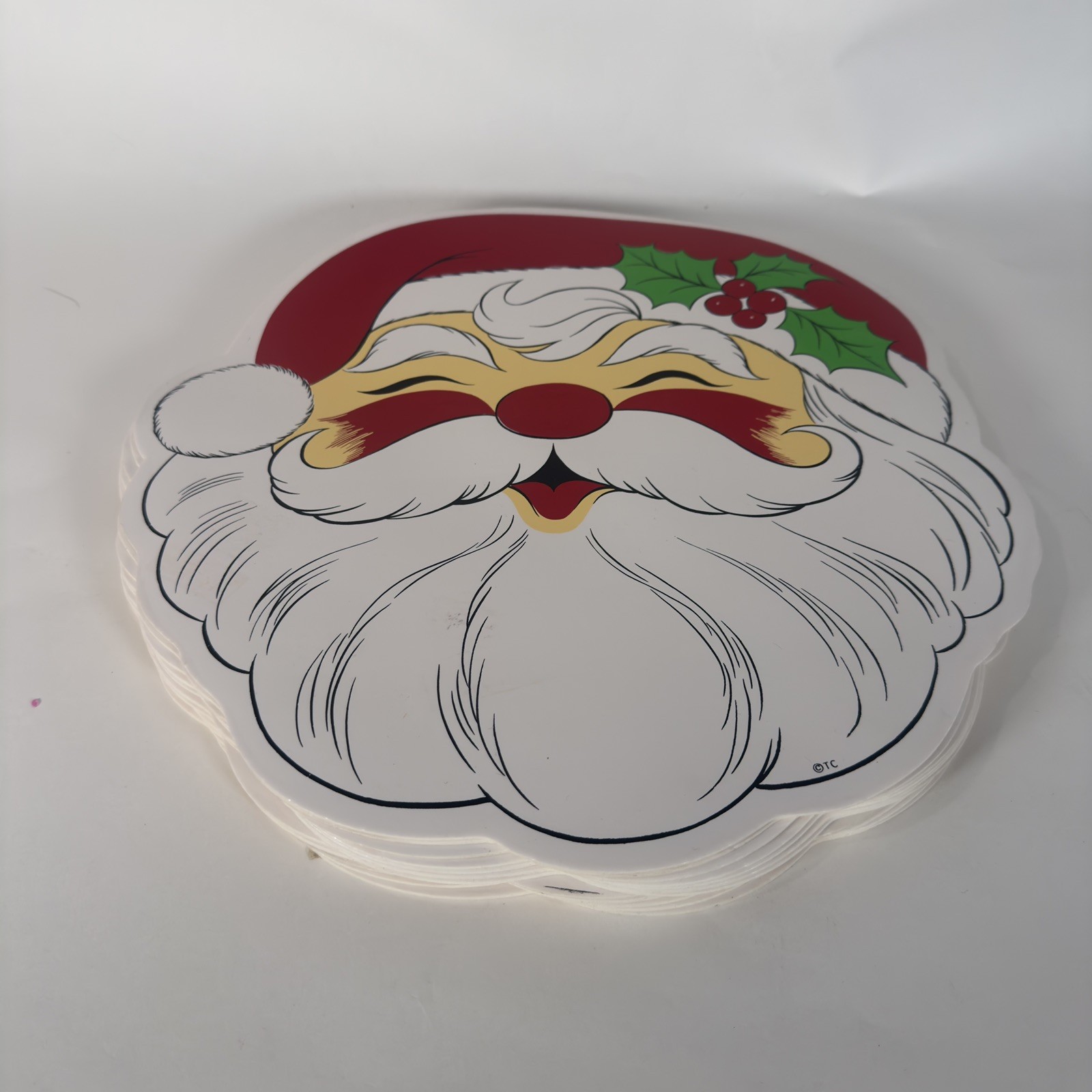 Vintage Town & Country Linen Santa Christmas Placemats  4 Pc Set Vinyl