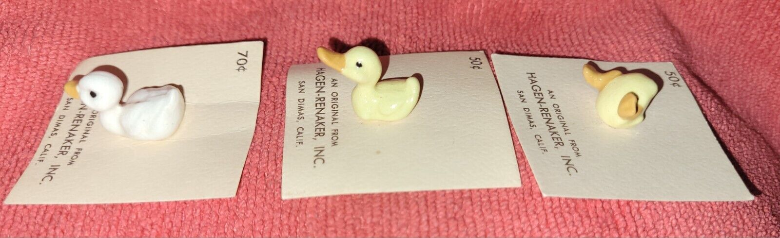 3 Vintage HR Hagen Renaker Porcelain Ducks With Bottoms Up Duck All On Packaging