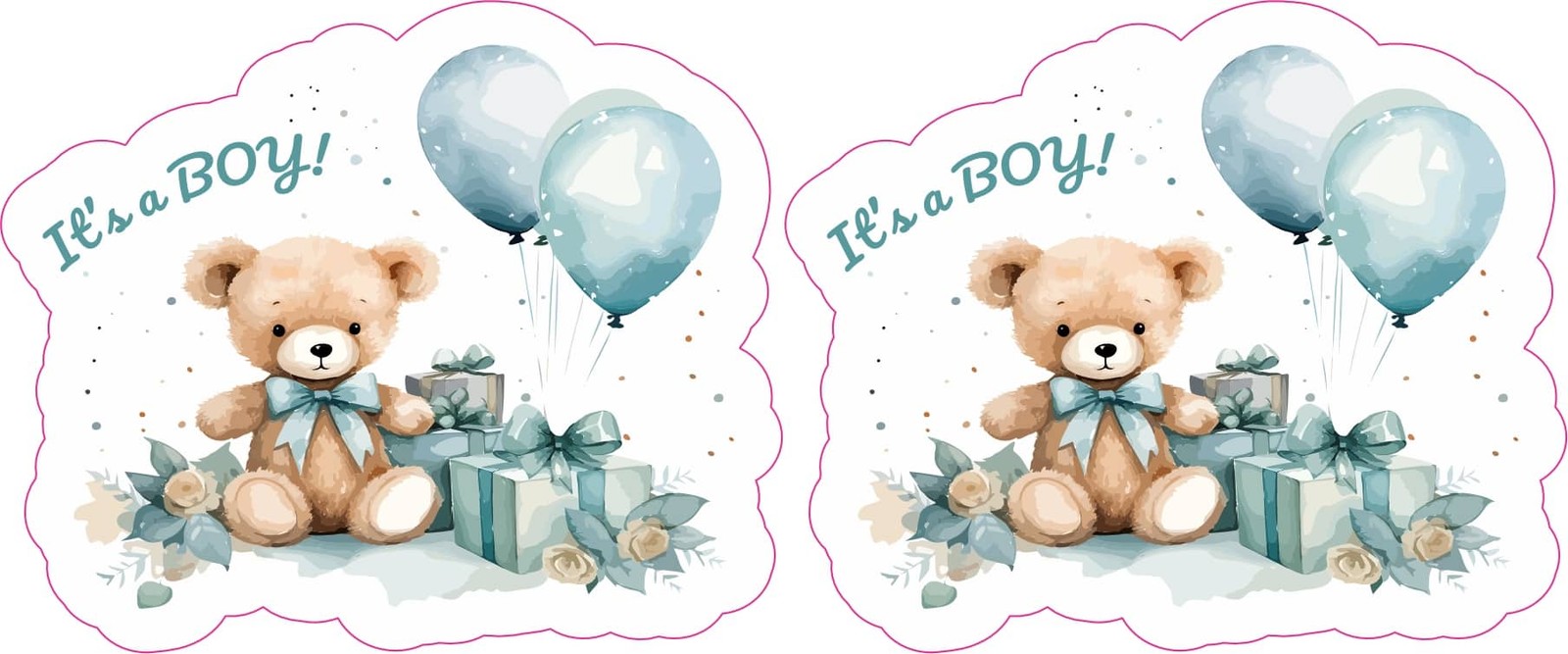 StickerTalk It\'s a Boy Teddy Bear Vinyl Sticker 3 Inches by 2.5 Inches