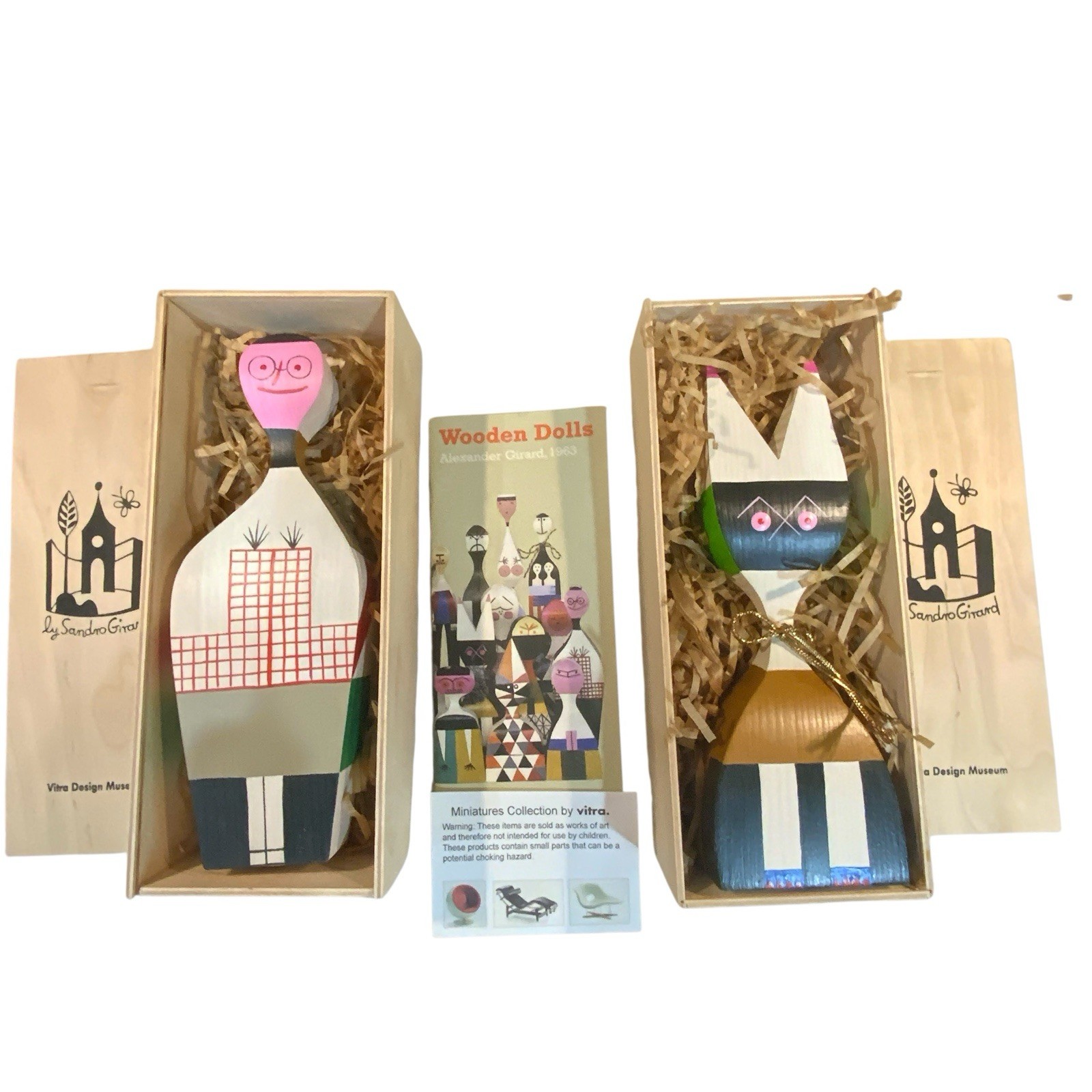 Alexander Girard Vitra Design Museum Wooden Dolls No. 8 No. 9 In Box Set Of 2