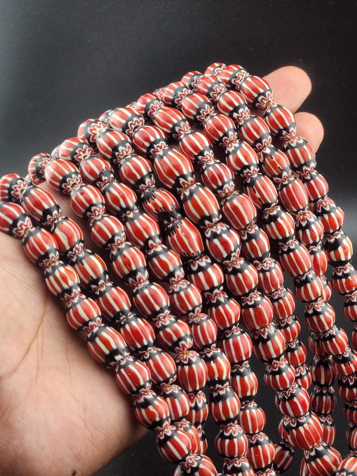 Vintage Venetian Style Chevron Beads 10mm Beautiful string Vintage Venetian Style Chevron Beads 10mm Beautiful string