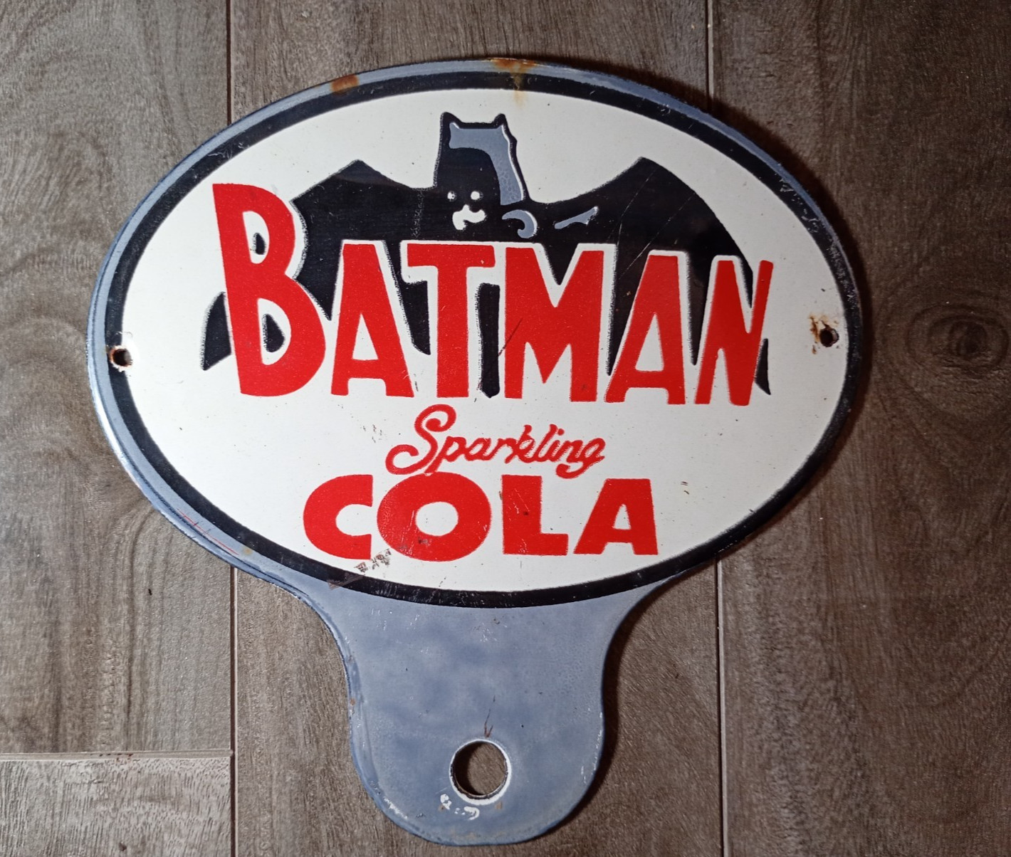 Vintage BATMAN Sparkling COLA Porcelain Enamel Sign 8\