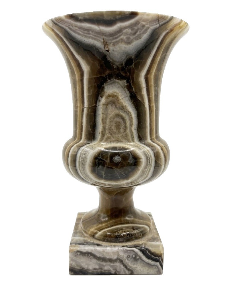 Vtg Banded Onyx Marble Urn Vase 6