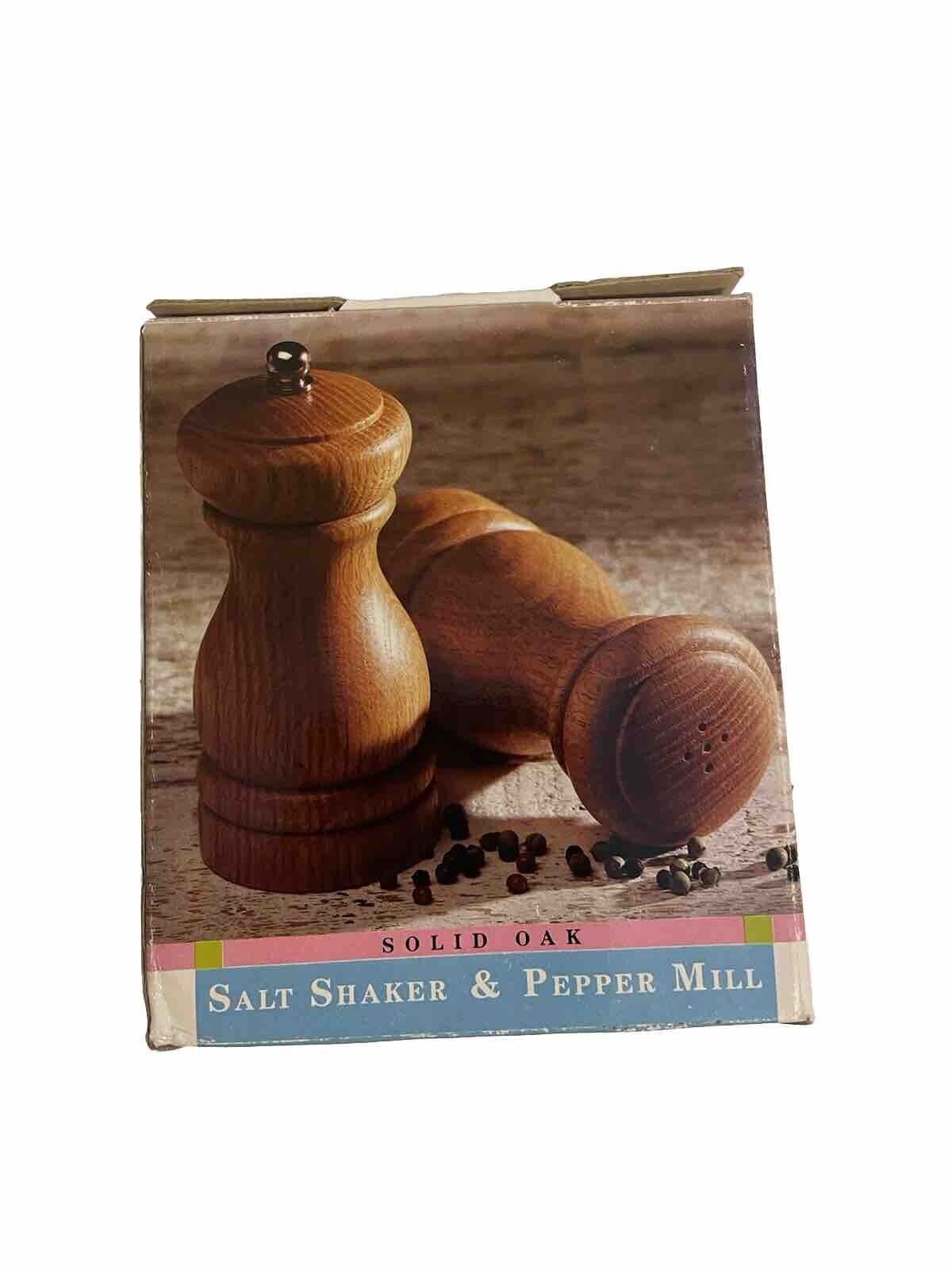 Mervyns Solid Oak Salt And Pepper Shakers New In Box