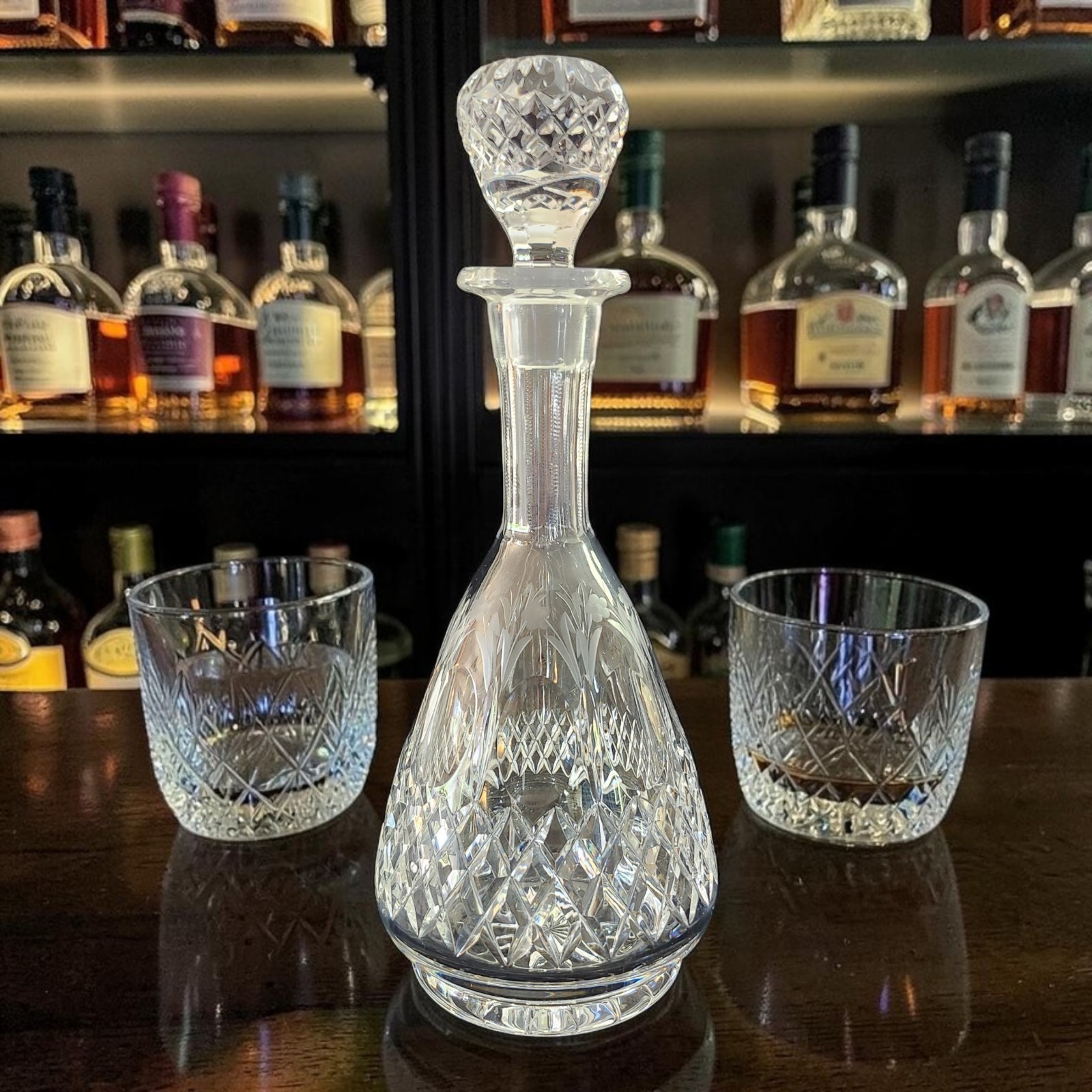 Vtg QUEEN Rogaska Decanter & Stopper Etched Blown Glass Crystal 13.5\