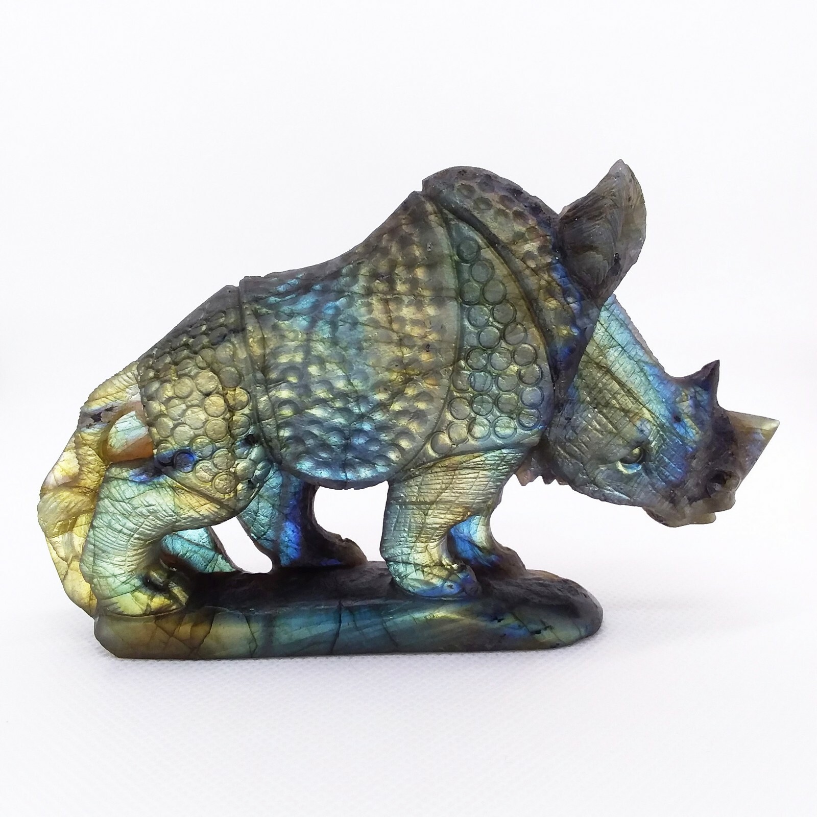 Labradorite, Rhinoceros, carving, rare, animal, specimen, display, #R-4151