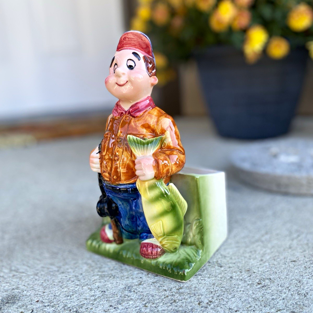 MCM Inarco Proud Fisherman 60s Ceramic Planter Made in Japan