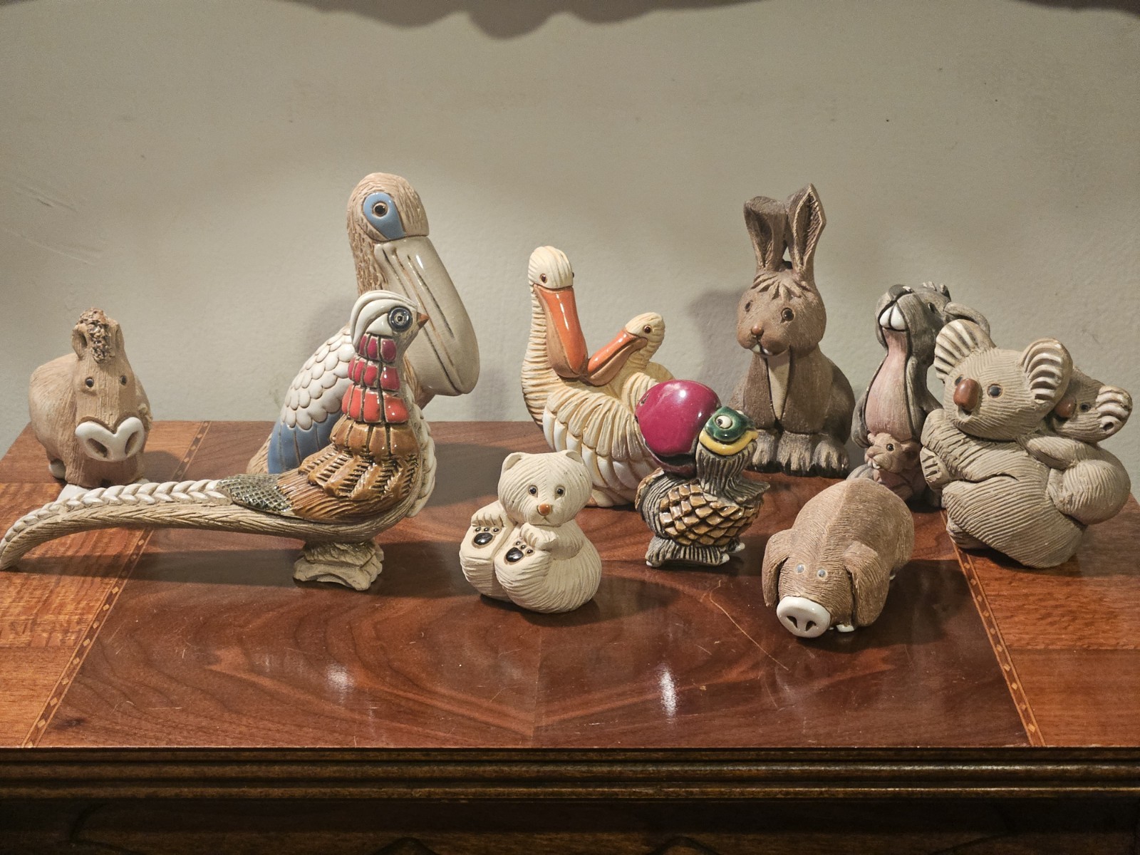 Artesania Rinconada Animal Figurines Lot/ 10  Vintage Signed  Clay  Cuties