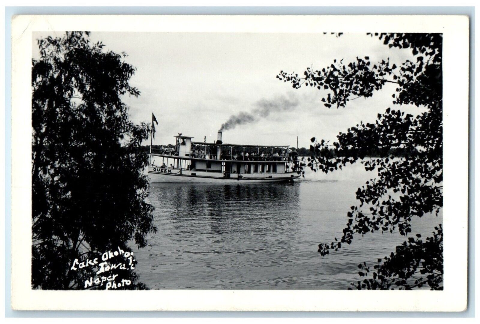 c1940's Queen Steam Boat Lake Okoboji Iowa IA Naper RPPC Photo Vintage Postcard