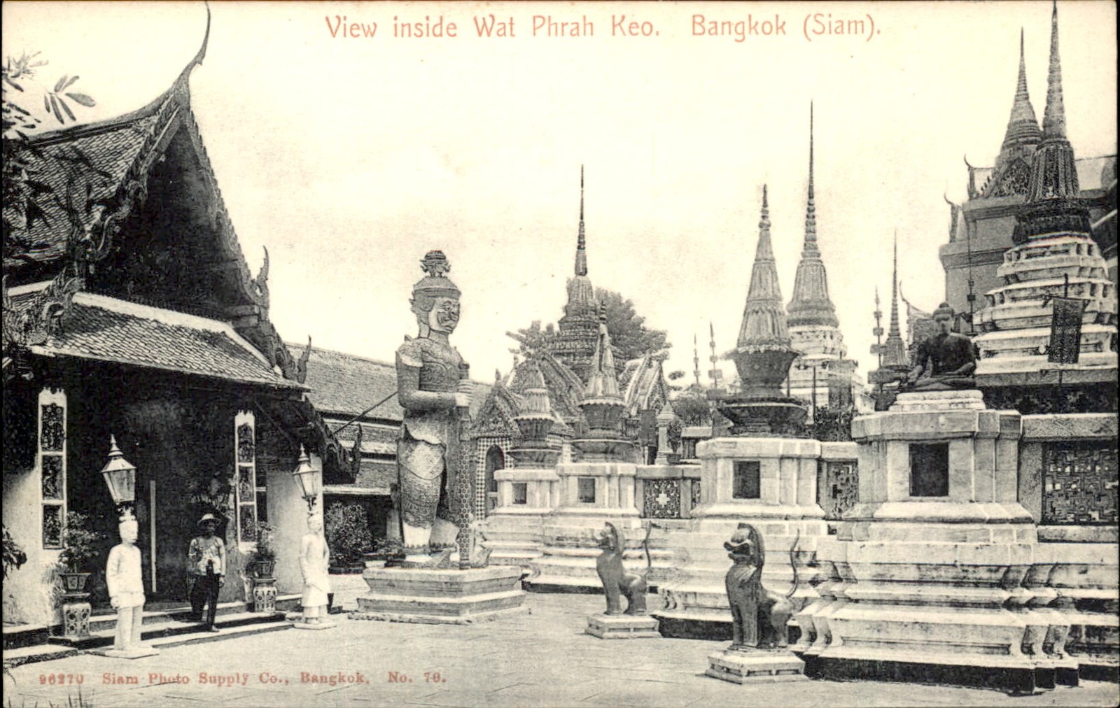 Bangkok Wat Phra Keo Siam Photo Supply Co. c1900s-10s Vintage Postcard bhn