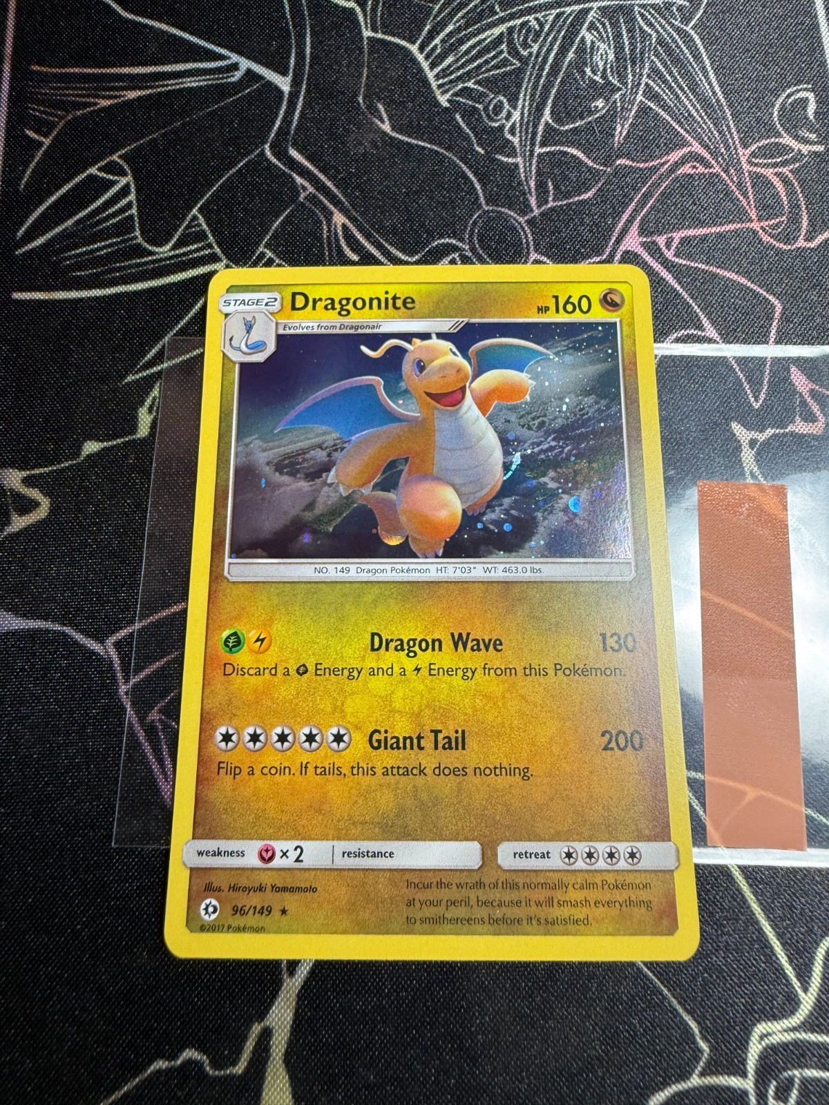 Sun & Moon Base Set 96/149 Dragonite Rare Cosmos Holo NM Pokemon Card FAT SWIRL