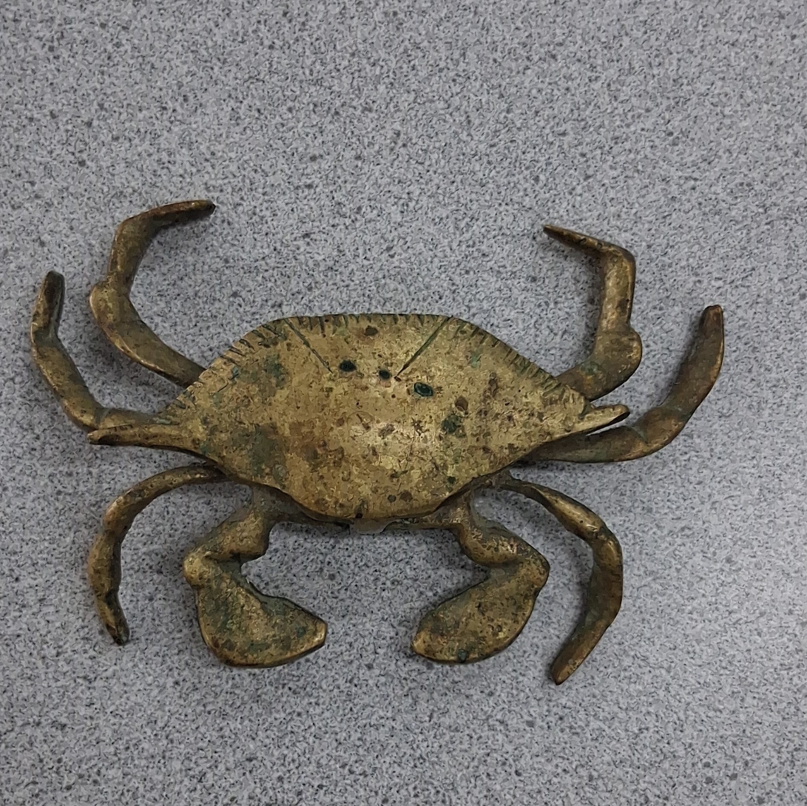 Vintage Solid Brass Crab Trinket Box Ash Tray Hinged Lid