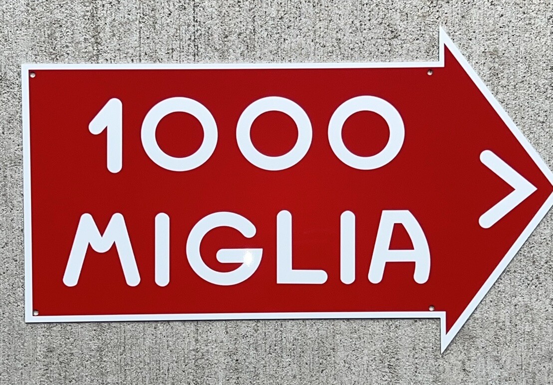 Large 16” 1000 Miglia Italian Racing  Inspired  Aluminum Sign