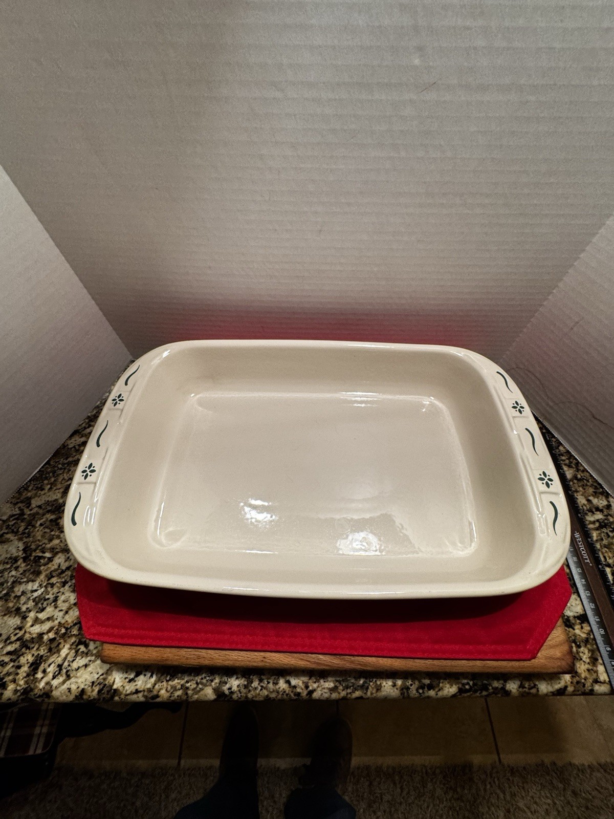 Longaberger Woven Traditions Ivory 3 Qt 13x9in Ceramic Casserole Baking Dish USA