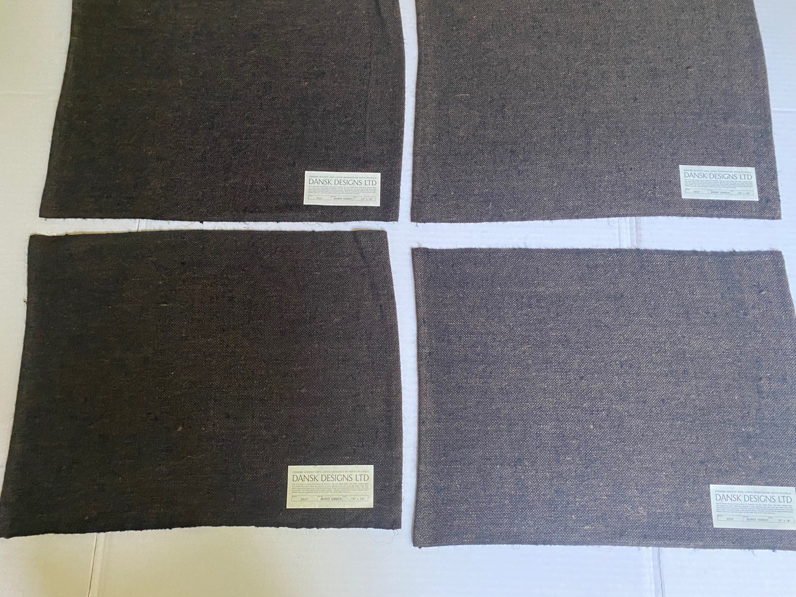 Dansk RITA PUOTILA Set of 4 Placemats 100% Linen Burnt Umber Finland Vtg Unused