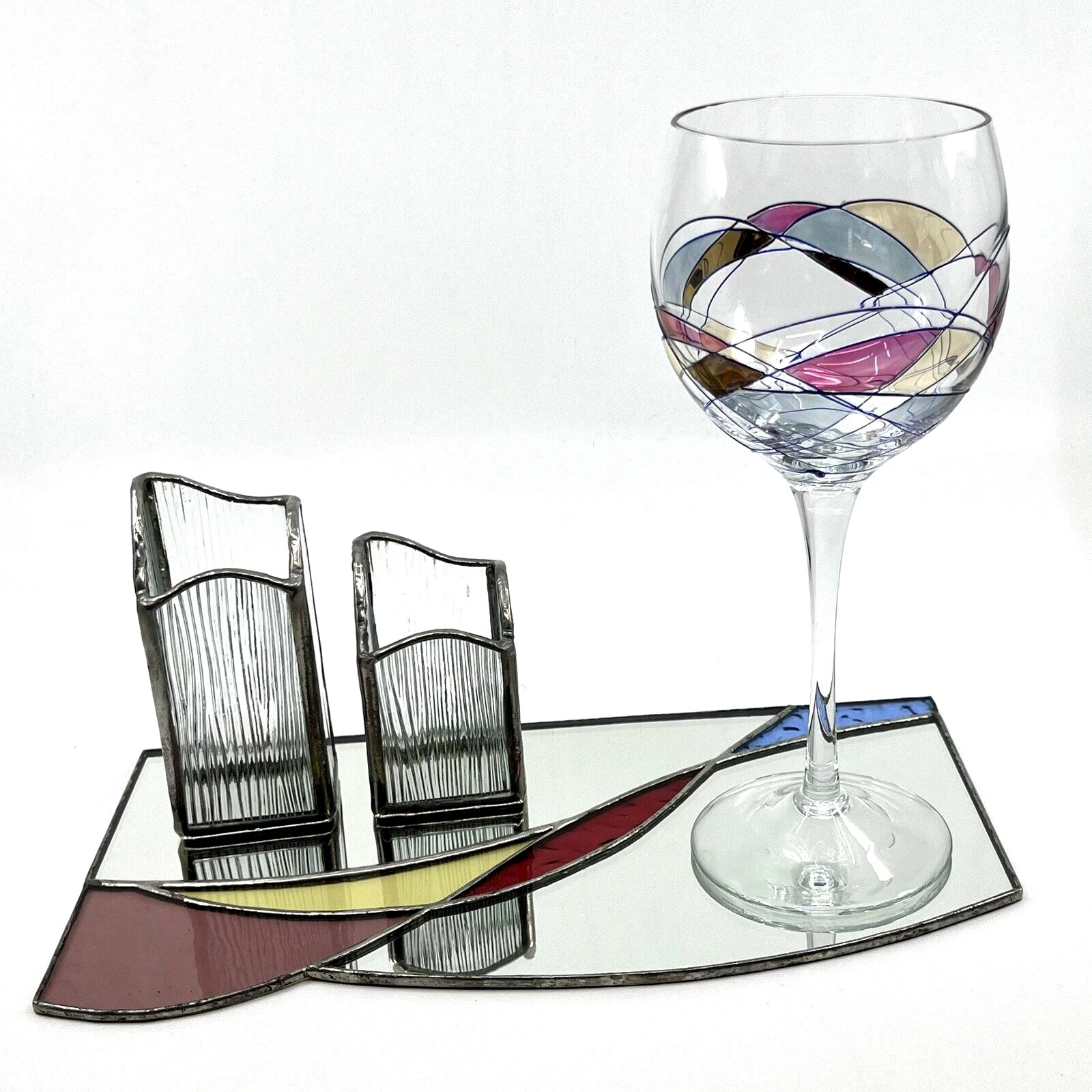 Susan Fullenbaum Havdalah Set - Handmade Stained Glass