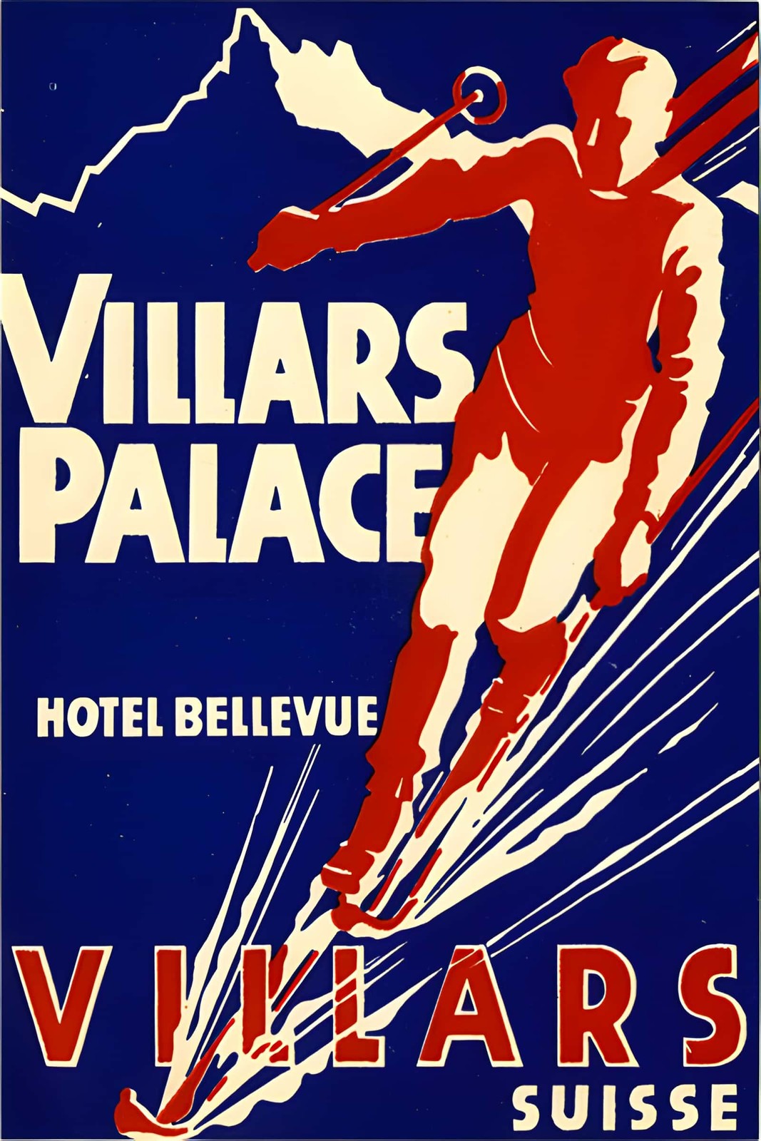 Villars Palace Hotel Bellevue Ski Poster 1930s - Retro Swiss Design 🇨🇭🏂 -