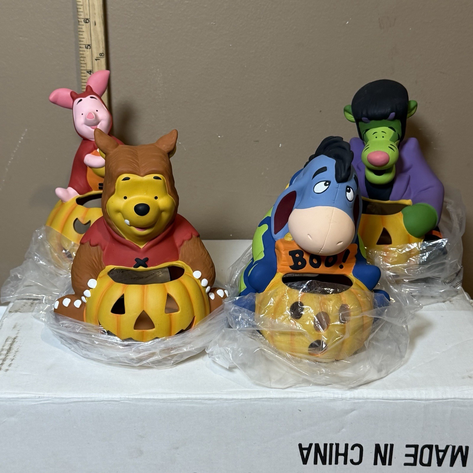 Vtg Disney Direct Candle Holder Winnie The Pooh Halloween Set Piglet Eeyore RARE