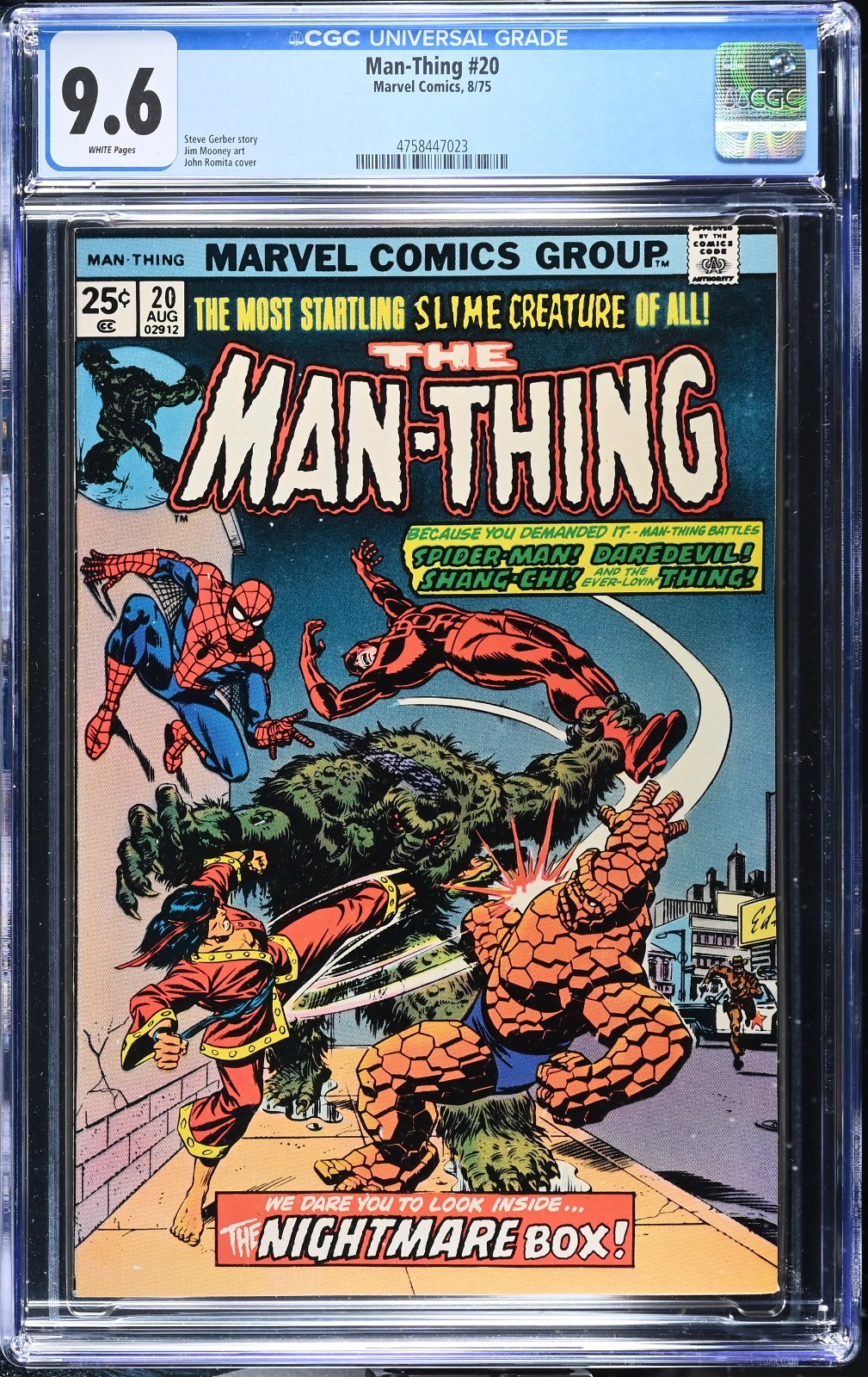 🕷️ Man-Thing #20 CGC 9.6 WP Marvel 1975 Spider-Man, Thing & Shang-Chi