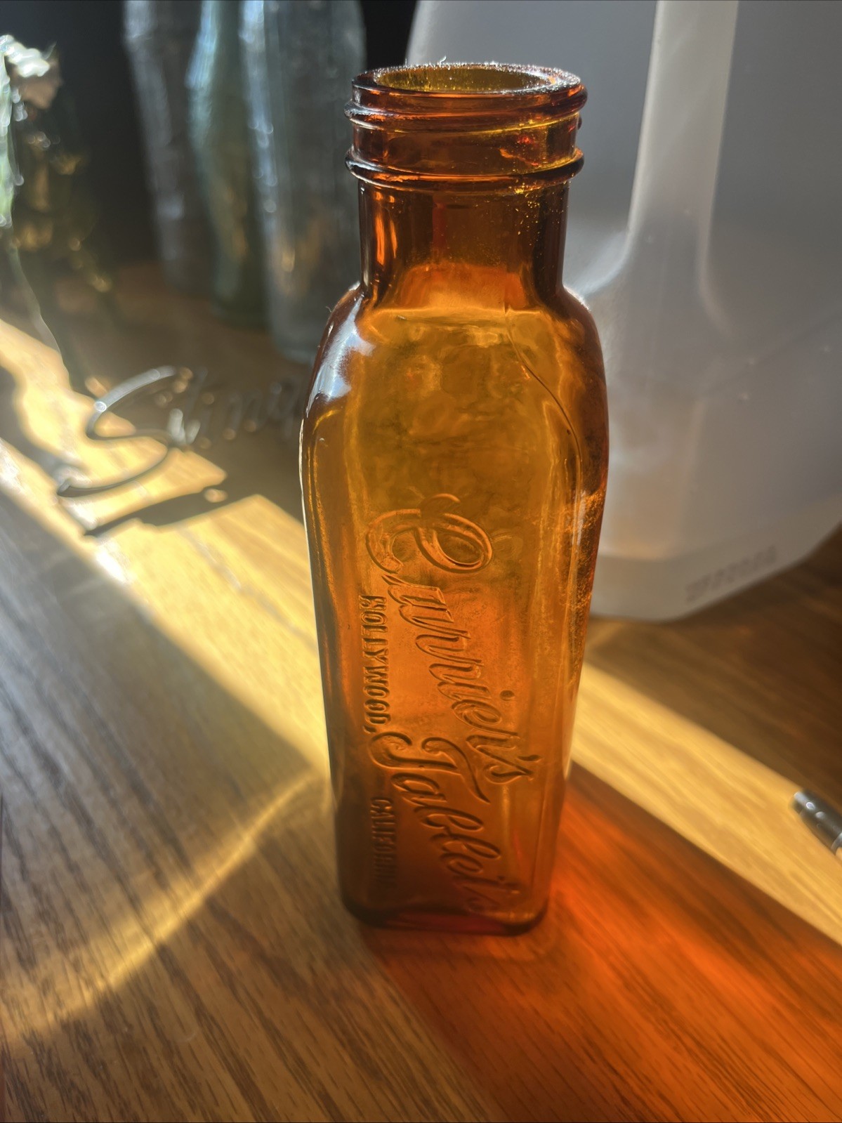 Antique  Currier’s Tablets Medicine Bottle Amber Hollywood California RARE HTF