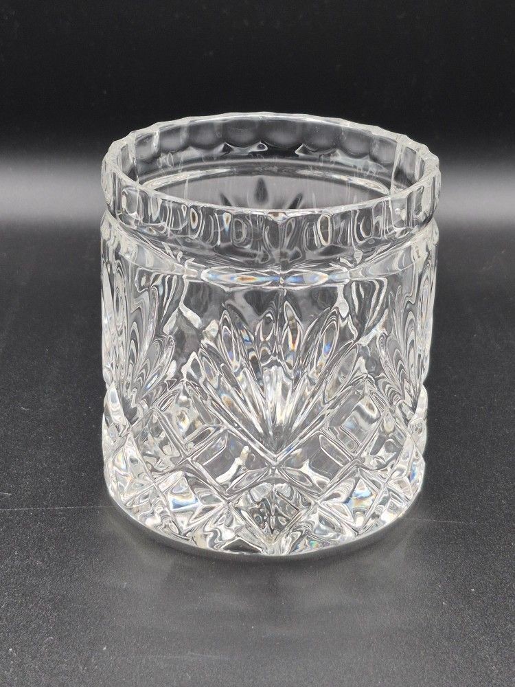 Vintage Spooner Waffle And Fan Pattern Lead Crystal Cylinder