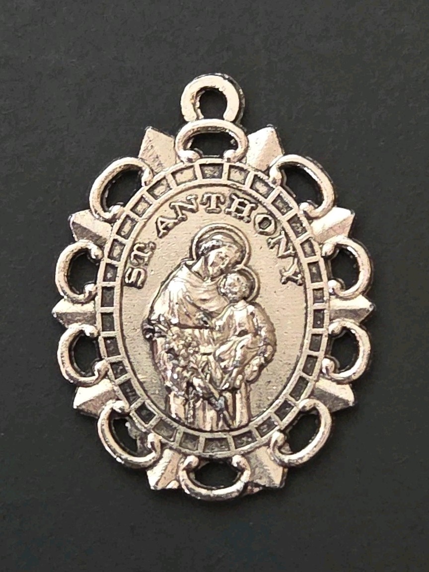 Vintage St Anthony of Padua Catholic Medal Pray For Us Pendant From Convent...