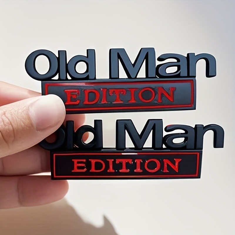 2pcs Metal Old Man Edition Emblem 3D Badge for Universal Car TruTL Chrome BlaCW