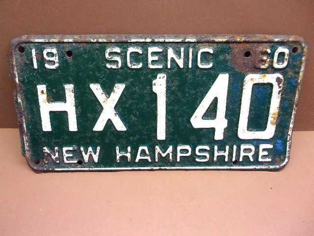 1960 NEW HAMPSHIRE SINGLE LICENSE PLATE Tag # HX140 Rusty & Crusty Mancave LQQK