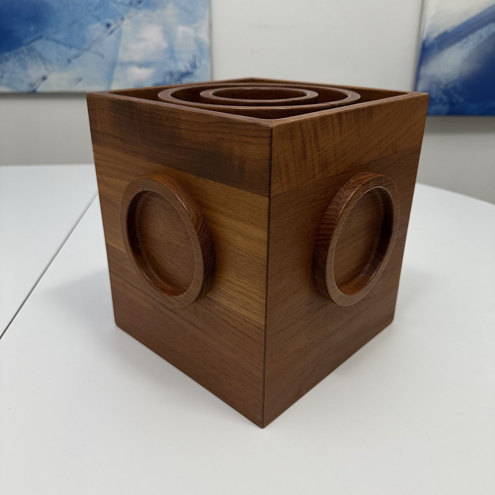 Vintage Dansk Teak Cube Bullseye Ice Bucket Jens Quistgaard Denmark 