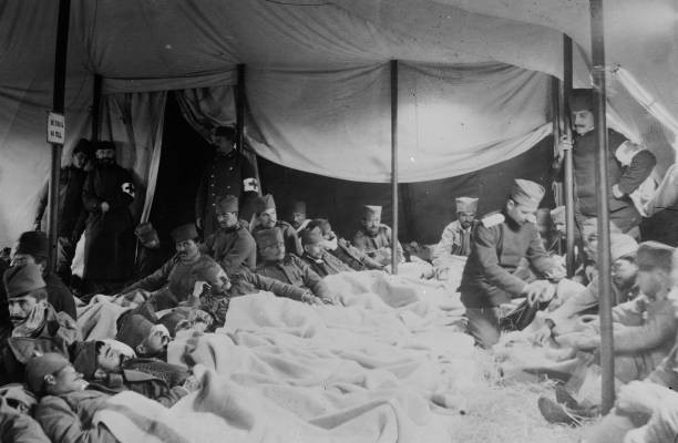 Serbian Red Cross workers wounded soldiers probably during first B- Old Photo