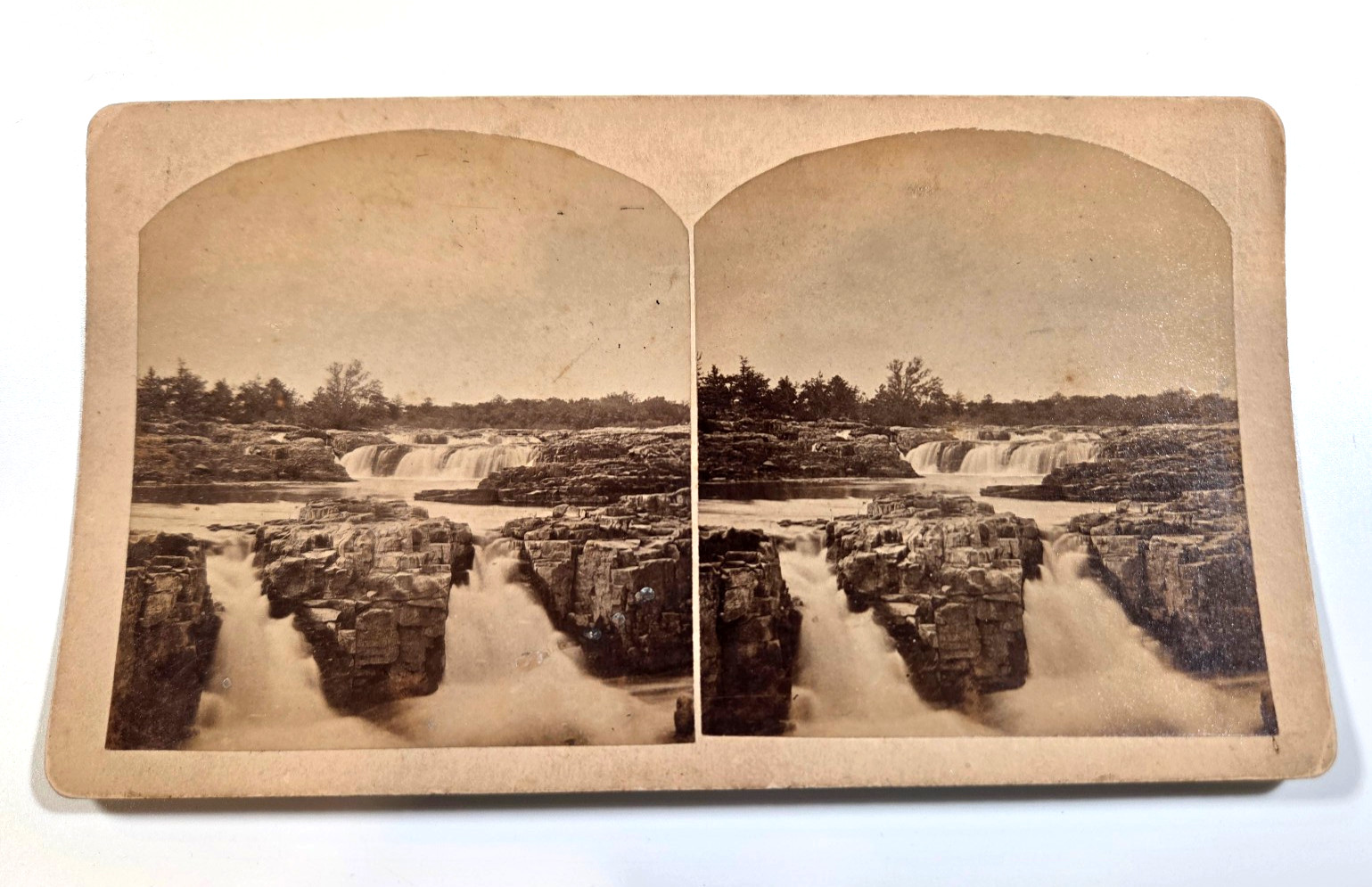 1880s Dakota Territory Stereoview by Locke Bros Canton & Sioux Falls waterfall