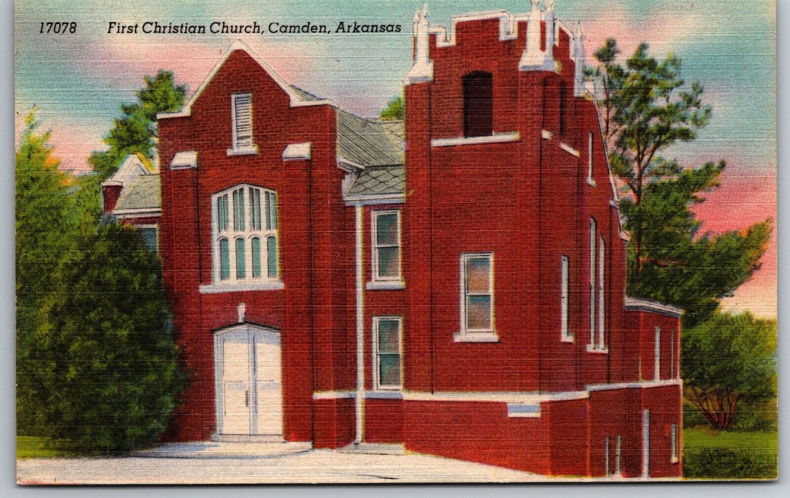 Camden AR Arkansas First Christian Church Of Arkansas c1940s Postcard