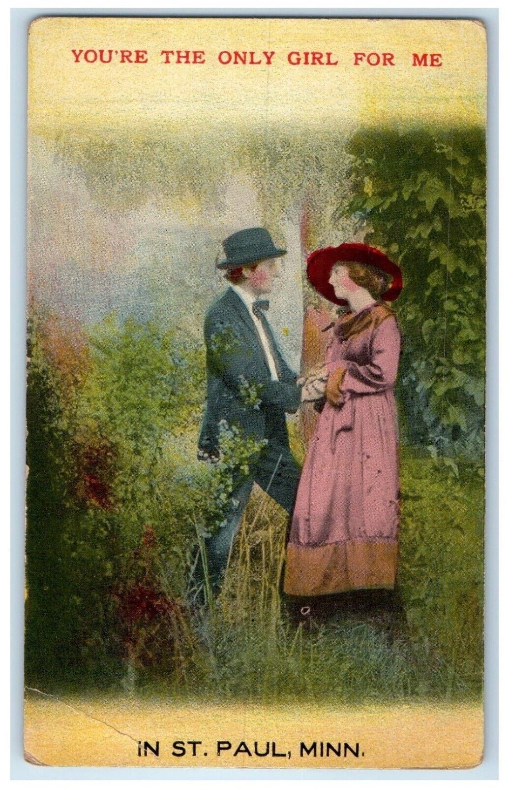 c1910's Couple Romance You're The Only Girl For Me Bamforth Antique Postcard
