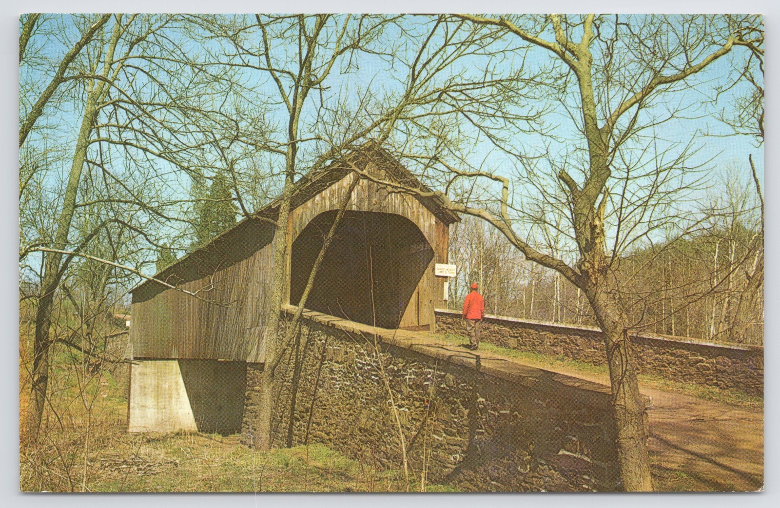 Bridge~Frankenfield Covered Bridge In Pennsylvania~Vintage Postcard