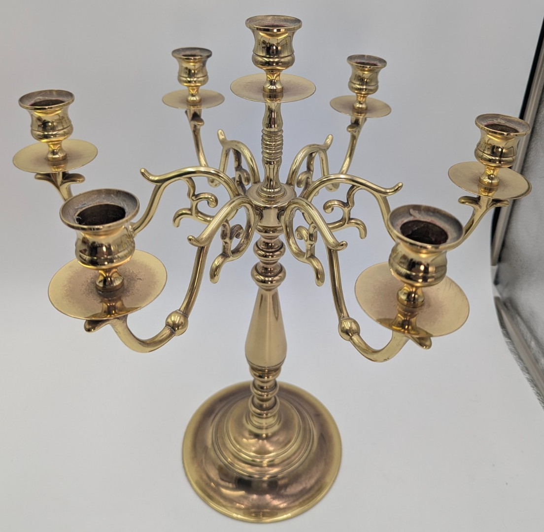 Vintage Baldwin Candelabra Solid Brass 7 Candle - 6-arm USA  16\