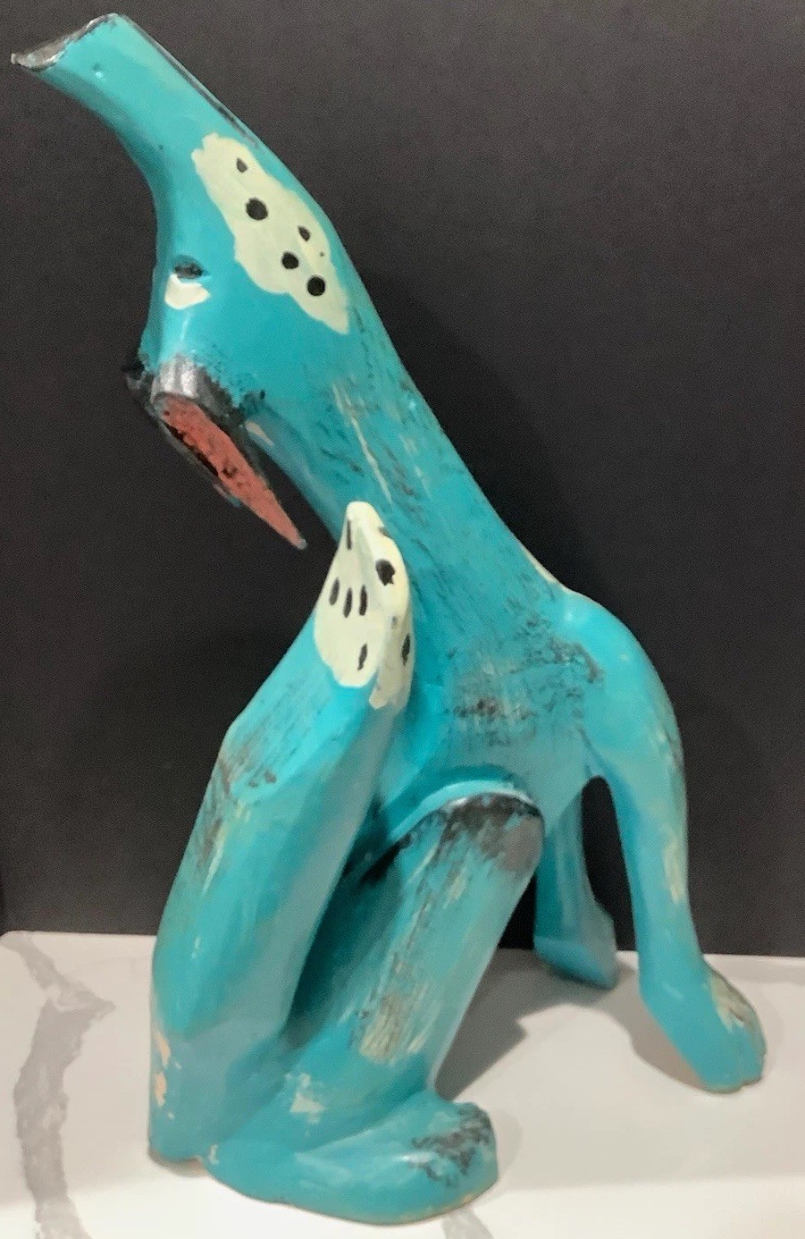 Vintage Hand-Carved Painted Wooden Coyote Folk Art Sculpture