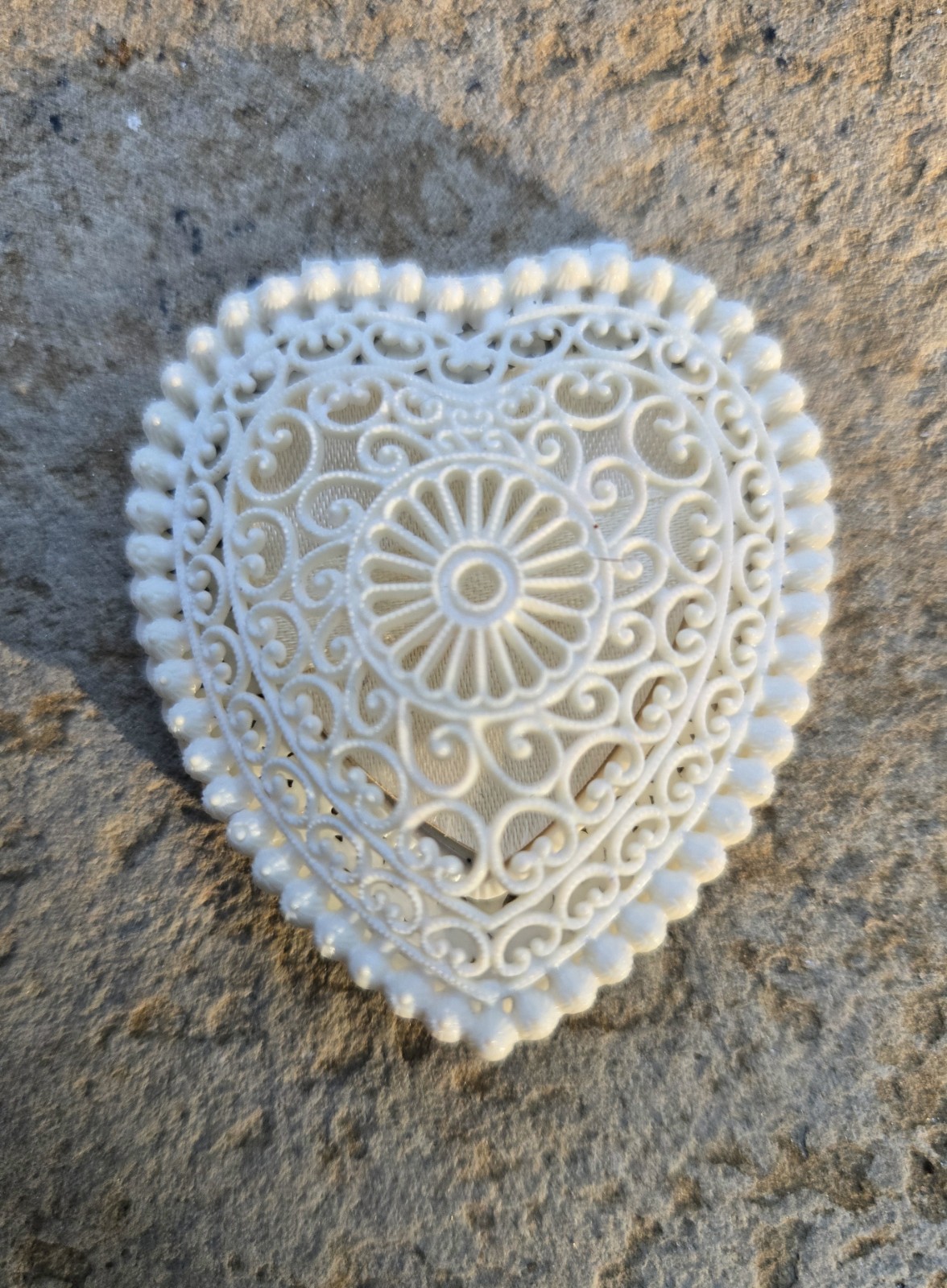 Vintage Dennison Celluloid Filigree Heart Charm Pendant Box Bitterman Bros
