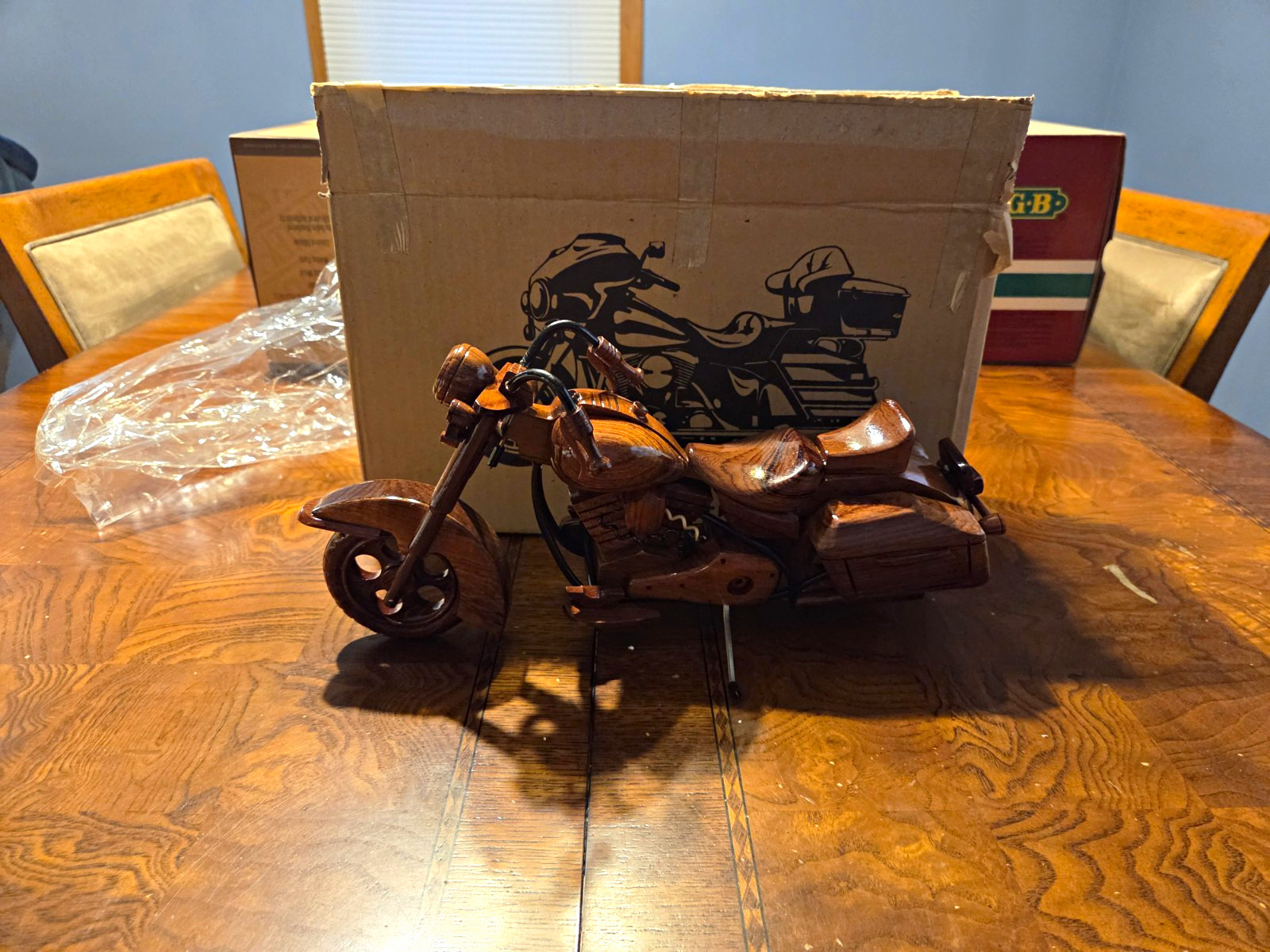 Wooden Harley Davidson Motorcycle Model M104S4 Decorative Collectible with Box
