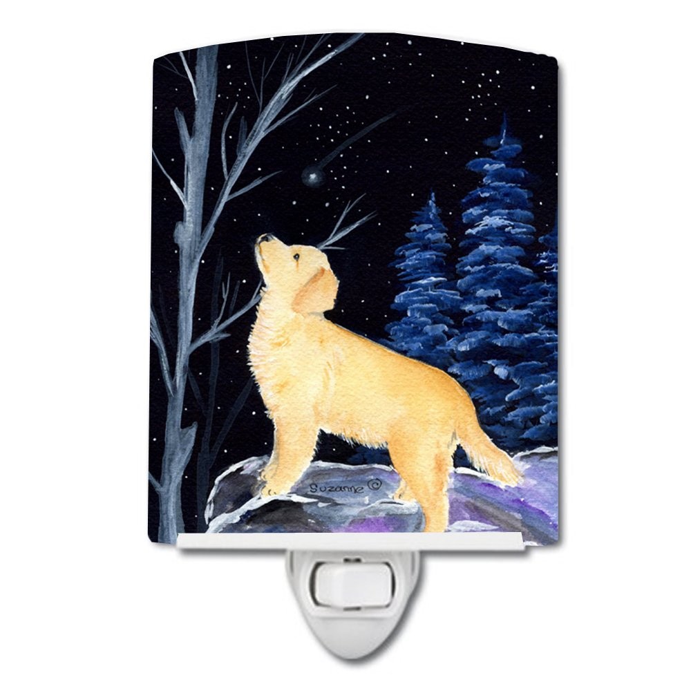 Caroline's Treasures SS8392CNL Starry Night Golden Retriever Ceramic Night