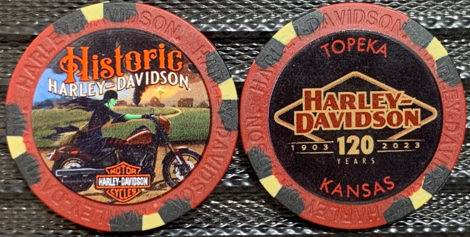Historic Harley-Davidson®  120 Year Anniversary Collectible Poker Chip Red/Black